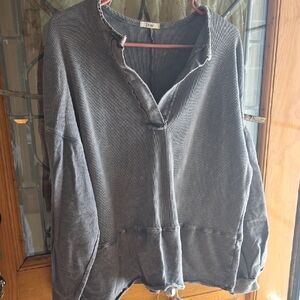 JHer Gray Waffle Knit Top